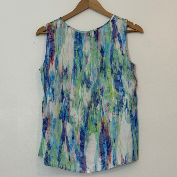 NINE WEST Tank Top M Multicolor Abstract Print Sleeveless Blouse Summer Chic - Picture 2 of 8